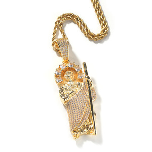 Gioielli Hip Hop, Ciondolo San Giuda Taddeo in Ottone Placcato Oro con Diamanti Simulati, Solo Ciondolo - Product Image 1