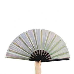 Abanico Plegable Grande de 13 Pulgadas/33 cm, Diseño de Rosas Hecho a Mano, Marco de Bambú Negro, Tela y Plástico, Regalo Perfecto para Fiestas, Abanico para Eventos - Product Image 3