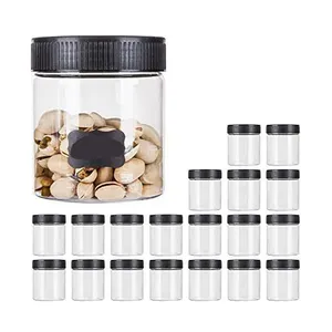 2Plastic Food Jar for Dry Fruits 1kilo Plastic Food Powder Jar with Colorful Ribbed Screw Lid