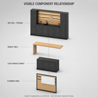 Ensemble de meubles de rangement modulaires ATWOKA pour bureau, unité de bar à café anthracite, meuble de classement verrouillable, panneau tableau blanc pour zone de détente