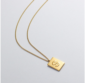 <span class=keywords><strong>S</strong></span> Lettera Super In Acciaio Inox Quadrato Rettangolo di Figura Del Pendente Della <span class=keywords><strong>Collana</strong></span> - Product Image 1