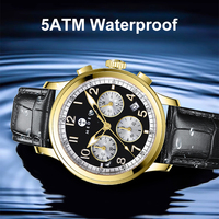 Montre-bracelet de luxe pour homme, thème Mission Spatiale Lune, Chronographe Lumineux, Montre Décontractée Tendance, Bracelet en Cuir, Montres à Quartz pour Hommes