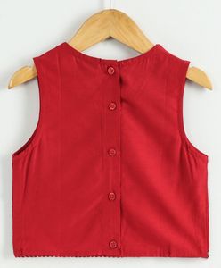 Ensemble ethnique pour filles Twisha : haut brodé et pantalon dhoti imprimé rouge et vert pour les festivals (6 mois - 14 ans) - Product Image 4