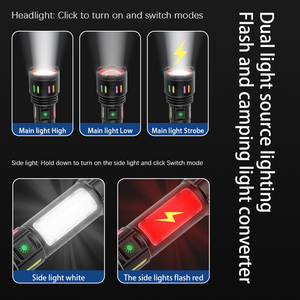 Ngoài Trời Di Động <span class=keywords><strong>LED</strong></span> Đèn Pin Đa Chức Năng Zoomable Đèn Pin Không Thấm Nước USB Có Thể Sạc Lại Cầm Tay Trắng Ánh Sáng Đèn - Product Image 6