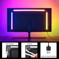 Kit de bande LED pour écran de télévision, synchronisation avec l'écran, alimentation USB, protection des yeux, éclairage biaisé pour téléviseur, moniteur, cinéma maison, décoration