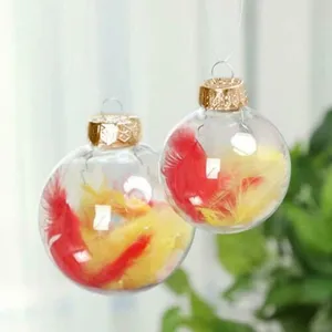 Transparente Clear 8cm 80mm branco Vidro Árvore De Natal Bolas Bauble Pendurado Ornamentos Acessórios