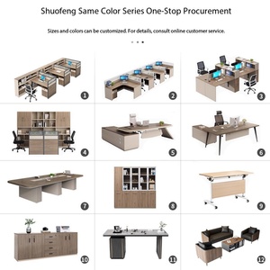 Ensemble de bureau moderne en bois en forme de L pour 4 <span class=keywords><strong>et</strong></span> 2 personnes, design minimaliste avec rangement - Product Image 6