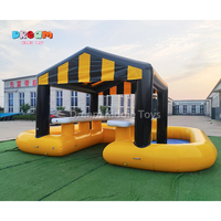 Bar flottant gonflable personnalisé blanc et noir avec lumières pour adultes, bar de piscine extérieur