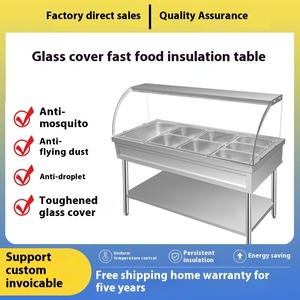 Commerciale elettrico riscaldato 6 '4 ''piccolo cibo caldo coperchio in vetro acciaio inox tavolo isolante cibo SteelFast per Porridge caldo - Product Image 5