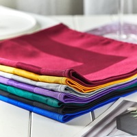 Serviettes de table en satin 100% coton, bordure satinée, 20x20, pour hôtel et restaurant, broderie personnalisée, lavables en machine, vente en gros