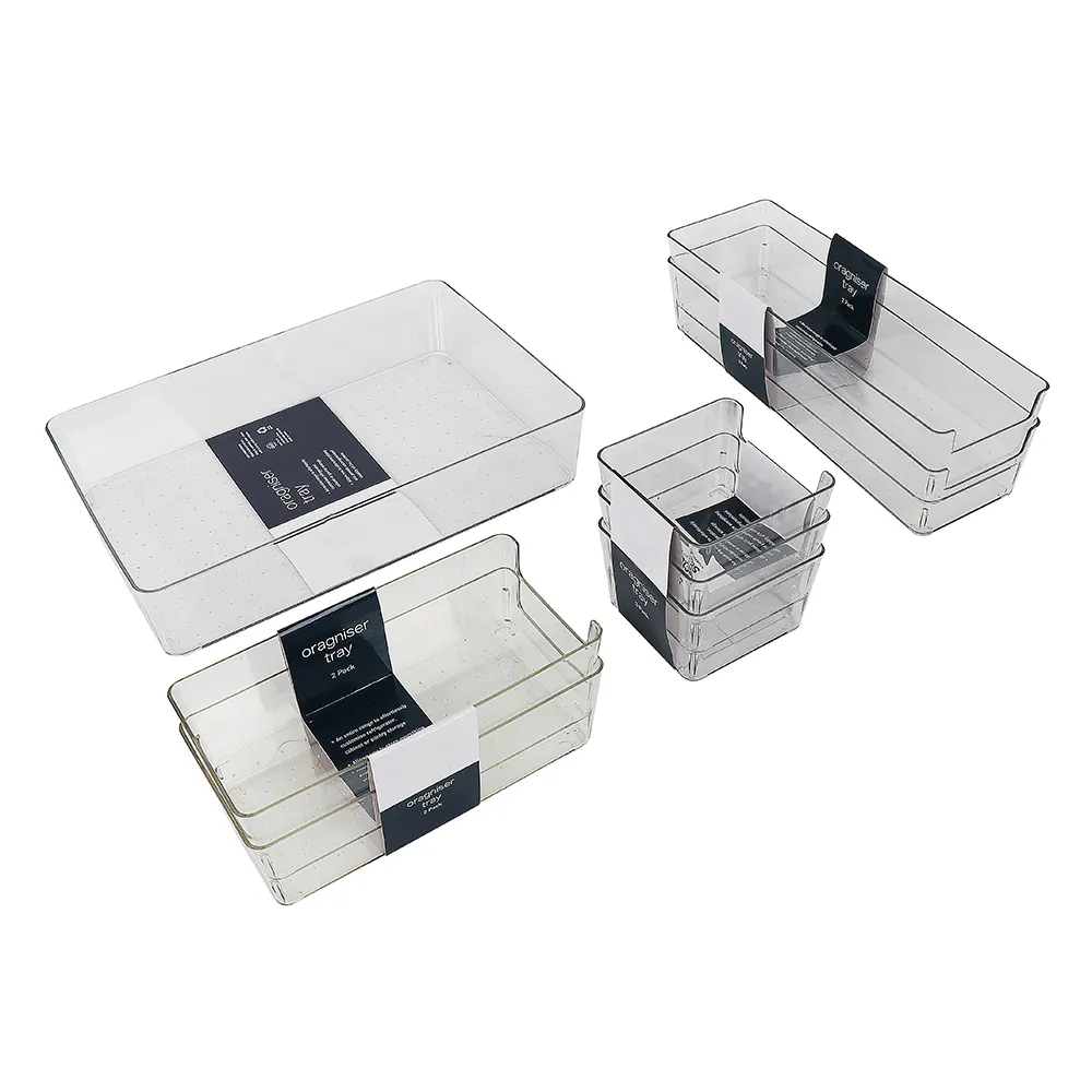 Clear Stackable Plastic 8 Pack Refrigerator Organizer Bins Transparent Kitchen Refrigerator Storage Box Organizer For Food