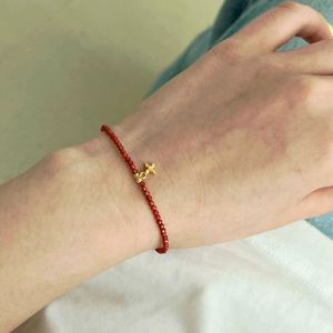 Dylam Unique Customized 925 Sterling Silver 5A Cubic Zirconia Tail Pendant <b>Red</b> Crystal Bead Chain <b>Bracelets</b> for Daily Wear - Product Image 2