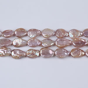 Perles semi-finies en vrac Wenchi 30065, 14-15mm, naturelles d'eau douce, ovales, baroques, en forme de taille, pour bijoux DIY, coloris blanc et rose - Product Image 4