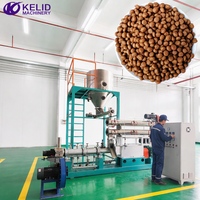 Extrudeuse automatique à double vis pour aliments pour poissons avec moteur PLC, haute capacité 200 kg/h, 220 V-480 V, équipement de fabrication d'aliments pour animaux de compagnie
