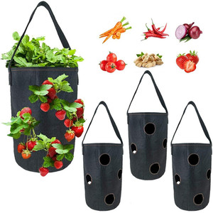 Sac de culture vertical en feutre sur mesure pour <span class=keywords><strong>fraises</strong></span>, en tissu non tissé, pour jardinage suspendu - Product Image 4