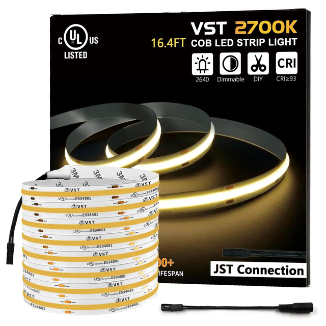 VST Lighting 8mm 24V COB LED Strip 528LEDs/m CCT 3000K-6500K for Kitchen (FB17)