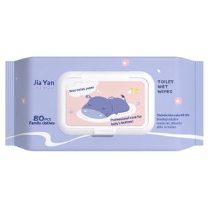 Lingettes humides jetables biodégradables pour usage domestique, lingettes nettoyantes pour les fesses, paquet de 80 lingettes grand format, vente en gros - Product Image 5