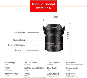7 artesanos 9mm F5.6 marco completo 132 gran angular Manual Prime lente para Sony E <span class=keywords><strong>Leica</strong></span> <span class=keywords><strong>SL</strong></span> SL2 Canon EOS R RP R5 Nikon Z Z5 Z50 - Product Image 2