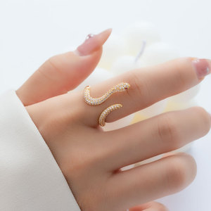 My Muyu Adjustable Luxury Snake <b>Ring</b> Micro Pave Animal Index <b>Finger</b> <b>Ring</b> Gift Jewelry - Product Image 1