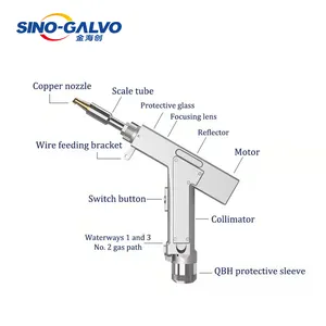 Cost-Saving Sino Galvo 2000W 1500W Safe Handheld Laser Welder Head for Metal Welding