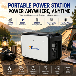 Station d'alimentation portable 2000W 5400Wh LiFePO4, charge rapide en 60 min, entrée solaire 1200W, UPS, contrôle par application, pour camping et sauvegarde domestique - Product Image 1