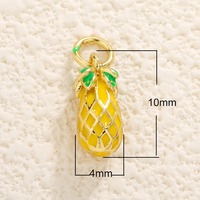 Pendentif Breloque Personnalisable DIY pour Bijoux, Plaqué Or, Émail, Zircon Cubique, Motifs Fruits, Fleurs, Champignons, Ananas