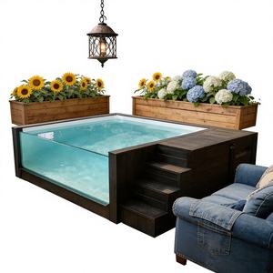 สระว่ายน้ำเหนือพื้นดินขนาดกะทัดรัดในเมือง พร้อมผนังสวนแนวตั้ง ดีไซน์ไฟส่องสว่างแบบกำหนดเอง เป็นมิตรกับสิ่งแวดล้อม เหมาะสำหรับเด็ก - Product Image 1