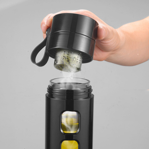 Bouteille en verre à Double paroi de séparation d'eau, avec filtre en acier inoxydable, préparation de thé, Logo personnalisé, ml - Product Image 6