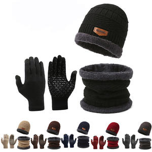 Set invernale cappello sciarpe Touch Screen <span class=keywords><strong>guanti</strong></span> 3 pz caldo per uomo <span class=keywords><strong>donna</strong></span> moda ispessimento più lana cappuccio di protezione per il collo all'aperto - Product Image 2