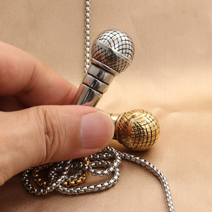 yunnique Microphone Pendant Stainless Steel Men's Necklace Retro <b>Punk</b> Style Party Jewelry 280296 - Product Image 3