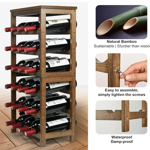 Étagère à vin à 6 niveaux Étagères de rangement pour vin de bar Étagère à vin en <span class=keywords><strong>bambou</strong></span> pour 24 bouteilles pour bar de cuisine - Product Image 3