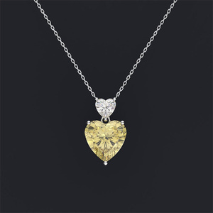CAOSHI all'ingrosso personalizzato rosa giallo cristallo argento placcato Cubic Zirconia CZ donne romantico amore doppio cuore collana pendente - Product Image 5