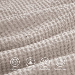 100% Cotton <strong>Waffle</strong> Weave Linen Color <strong>Duvet</strong> <strong>Cover</strong>, Soft and Breathable <strong>Duvet</strong> <strong>Cover</strong> Set for All Season - Product Image 3