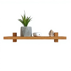 Solid Wood Modern Wall Mounted Double Tier Storage <b>Rack</b> Customizable Shape Durable Handmade Design for Living Room Home Decor - Product Image 6