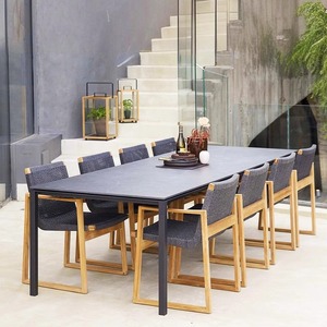 Juego de mesa y sillas de comedor de teca para exteriores, muebles de jardín impermeables para patios y patios traseros - Product Image 4