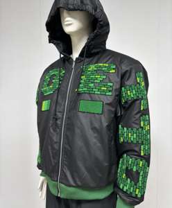 Blousons aviateur thermiques surdimensionnés à fermeture éclair pour hommes, avec appliques personnalisées en chenille brodée - Product Image 2