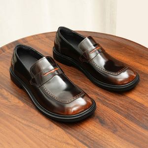 Zapatos de Hombre de Cuero Genuino, con Cordones, Transpirables, Ligeros, Antideslizantes, con Suela Gruesa, de Charol, para Oficina, Carrera, Boda - Product Image 6