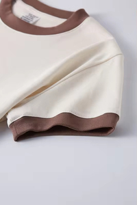 Crop <span class=keywords><strong>top</strong></span> en coton spandex à col rond pour femmes, couleur unie, coton de qualité, impression personnalisée, crop <span class=keywords><strong>top</strong></span> à col rond, t-shirt de sport - Product Image 6