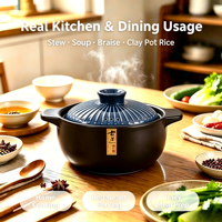 Olla de Cerámica para Guisos de 2.8L con Tapa, Resistente a Altas Temperaturas, Apta para Estufas de Gas, Duradera, Antiadherente, con Revestimiento de Grado Alimenticio, Juego de Utensilios de Cocina