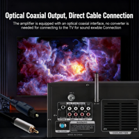 Amplificateur Karaoké AV-208 3 Canaux 150W*3 avec Double Micro Sans Fil, Contrôle Vocal, Bluetooth, Optique et Coaxial – Amplificateur Commercial pour KTV