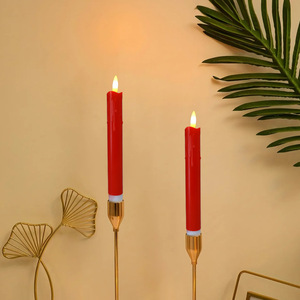 10-inch Flameless nhấp nháy LED taper nến trắng/ngà 3D bấc nhỏ giọt pin Powered hẹn giờ từ xa cho trang trí nội thất Diwali - Product Image 6