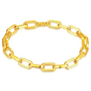 Bracelet de couple Xinfly Gifts, bijoux de luxe personnalisés, fermoir en forme de trombone, pour homme et femme, or véritable 24 carats, or jaune pur 999, 5D, rigide - Product Image 1