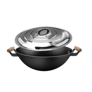Double-handled Iron Wok Non-stick Round Bottom Large Gas Stove Specific Uncoated Household Cooking Pan - Product Image 4