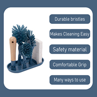 Ensemble de brosses pour bouteilles d'eau avec poignée et base en bambou détachables pour le nettoyage de la cuisine à domicile