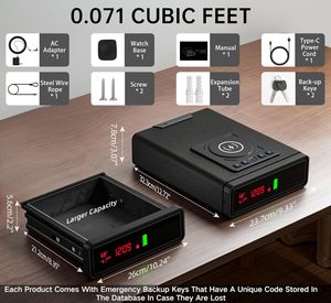 Súng an toàn hộp cho khẩu súng ngắn với sạc không dây, tự động mở cửa với Khóa vân tay, Backlit Bàn phím ngăn kéo với ánh sáng LED - Product Image 4