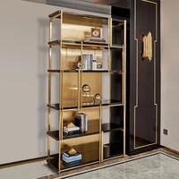 Étagère de bureau en bois avec cadre en acier inoxydable de qualité supérieure, dorée, pour chambre à coucher, bibliothèque, présentoir, bibliothèque, taille personnalisée, cloison en métal