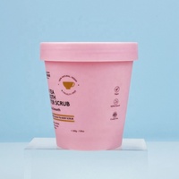 Pot cosmétique hermétique en plastique PP de 250g en forme de cornet de glace, couleur personnalisée, pour poudre libre et soins de la peau, avec couvercle rose/vert, vente en gros