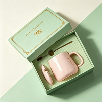 Boîte cadeau en papier rigide avec couvercle et base, logo personnalisé, emballage en deux parties avec insert pour tasse, parfum, ensemble cosmétique