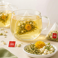 Teh Bunga Honeysuckle Jasmine Krisan Langsung dari Pabrik, Campuran Tiga Bunga Alami Murni, Teh Celup Label Pribadi OEM