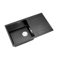 Évier de cuisine rectangulaire en céramique de quartz noir OEM sous plan en granit composite pour la cuisine